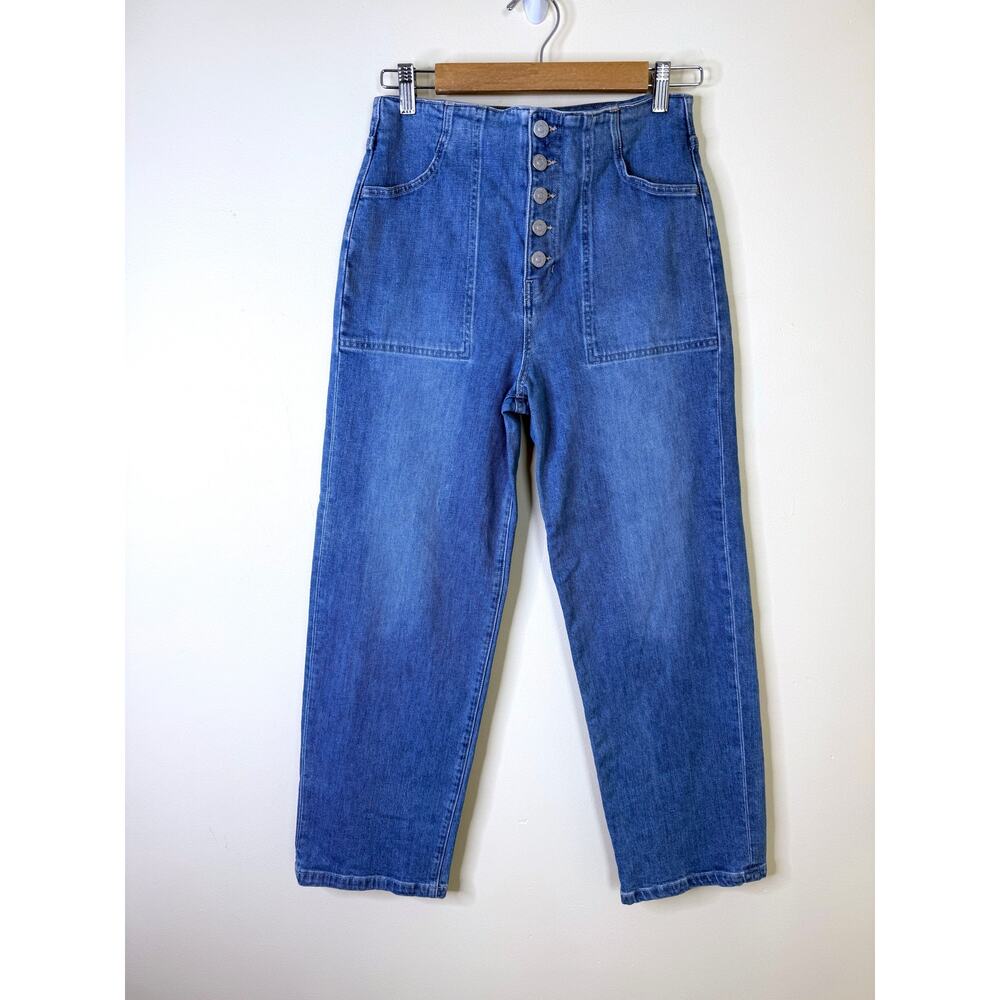 Veronica Beard Crosbie High Rise Cropped Wide Leg Jeans Women's Size 27 Zephyr - Picture 4 of 9